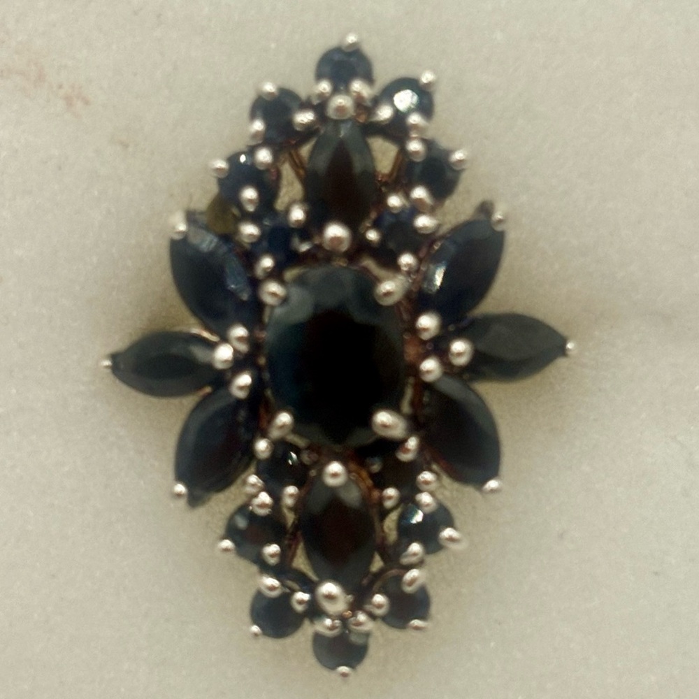 Sterling Silver 925 Sapphire Blue Cluster Ring NWOT - Picture 3 of 9